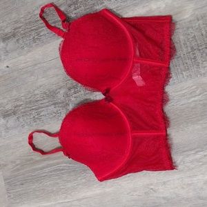 Victoria's Secret 36D Very Sexy Demi Corset Bra Red